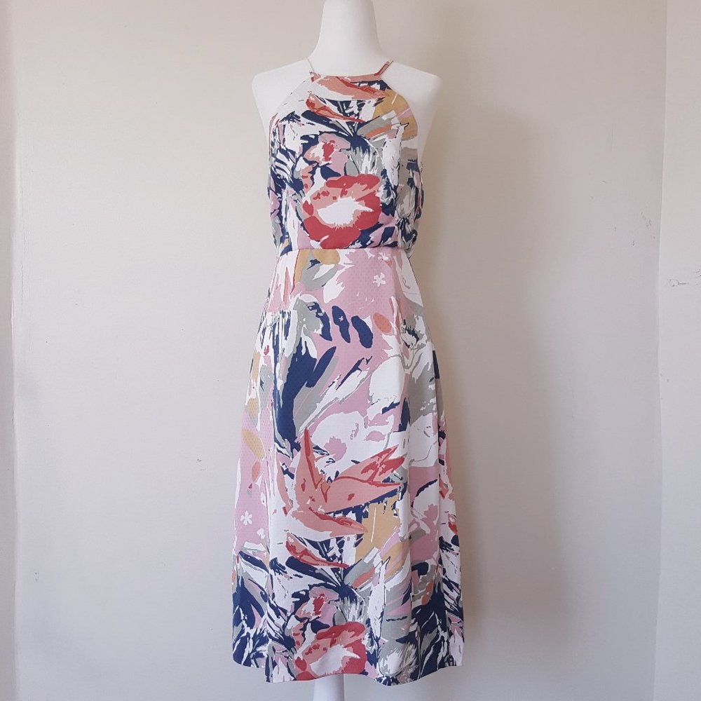 Club Monaco Multicolor Floral Midi Dress - Picture 7 of 14